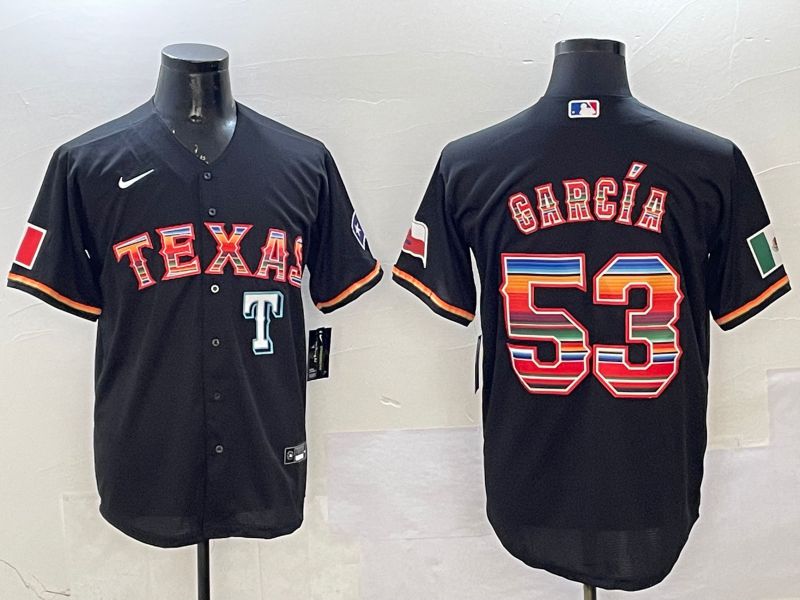 Men Texas Rangers #53 Garcia Black Mexico 2025 Nike MLB Jersey style 2->women mlb jersey->Women Jersey